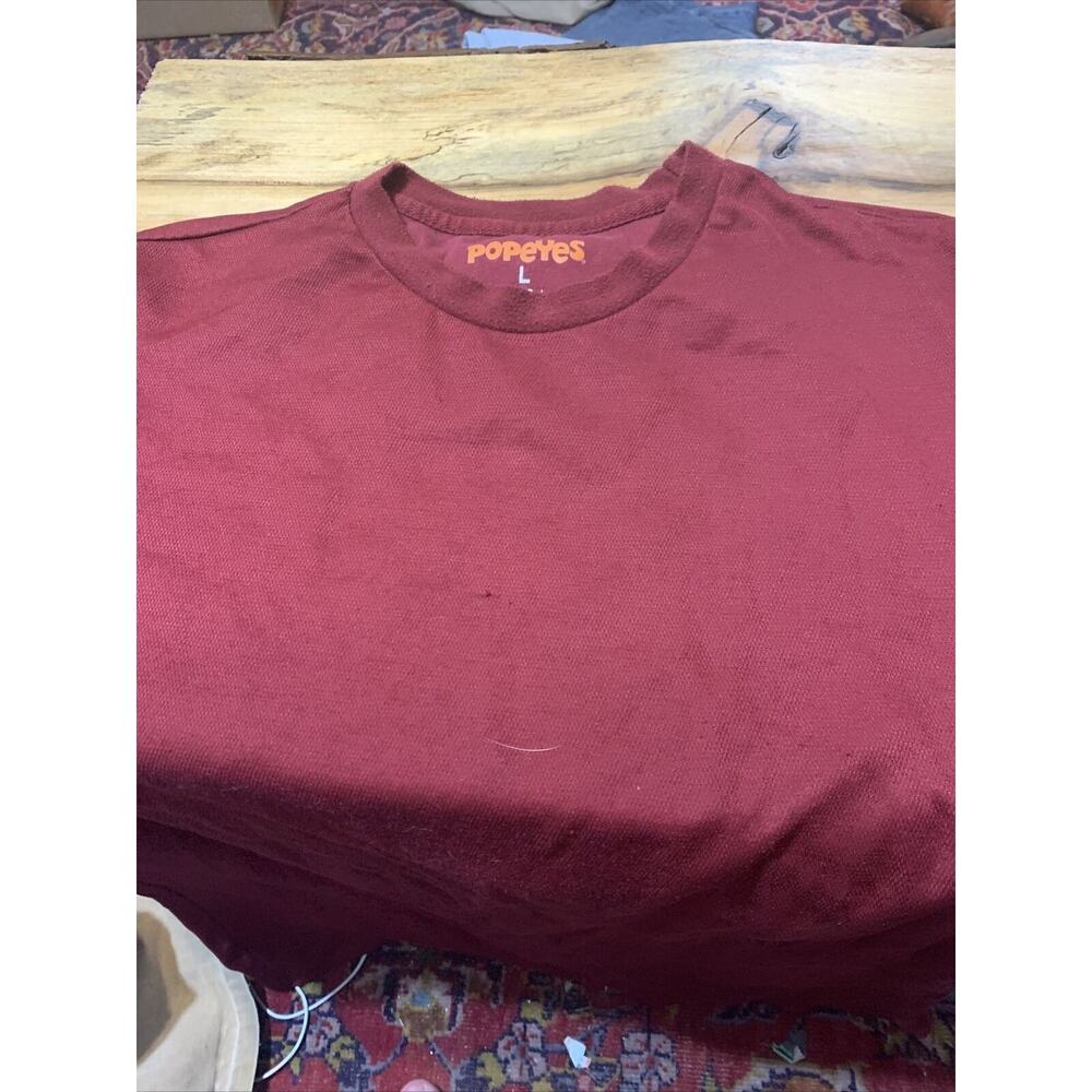 Popeyes Chicken Uniform T-Shirt Men's‎ Size Large Maroon Louisiana Kitchen